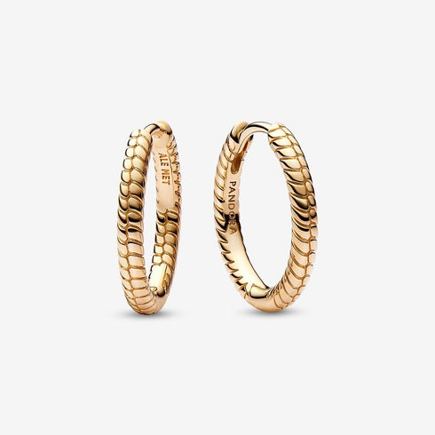 Pandora 262728C00 Pendientes de aro con dije Moments - baño de oro de 14k, 18mm