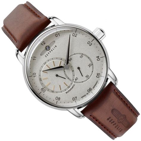 ZEPPELINZeppelin 8662 - 1 New Captain's Line Men's Automatic Watch – Silver Dial, Brown Leather StrapWATCHESEcecile