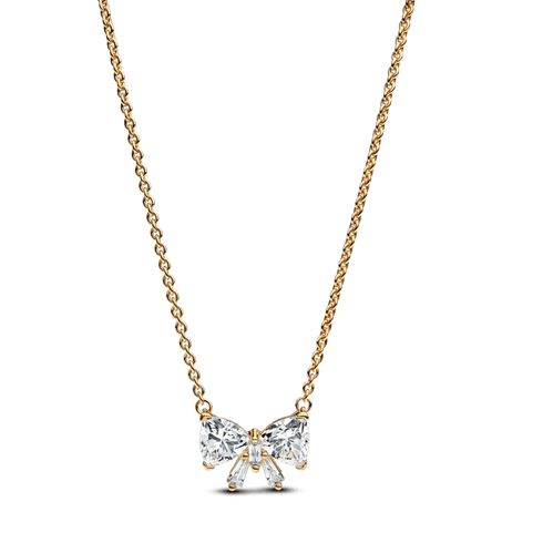 PANDORAPandora Sparkling Bow Necklace 363508C01 - 45 - 14k Gold - Plated, Cubic Zirconia, 45cmBIJOUXEcecile