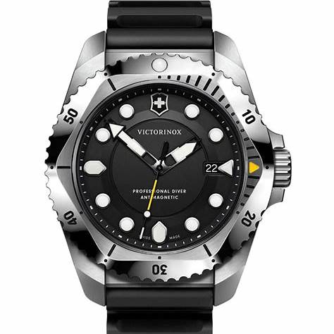 VICTORINOXVictorinox Dive Pro Quartz Men's Watch - Stainless Steel Case, Black Dial, Black Rubber StrapWATCHESEcecile