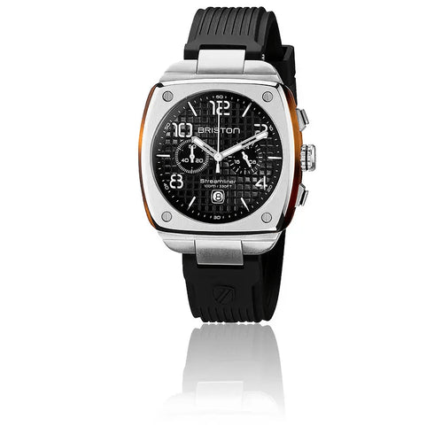 BRISTONBriston Streamliner Urban Chronograph 42mm Black Dial Black Rubber Strap 22142.S.T.1.RBWATCHESEcecile