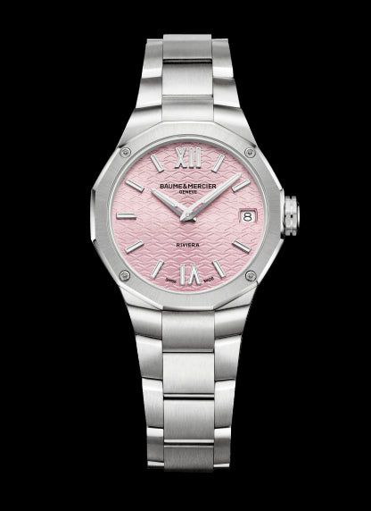 BAUME&MERCIERBaume & Mercier Riviera MOA10812 Women's Watch – 33mm, Pink Dial, Quartz, Steel BraceletWATCHESEcecile