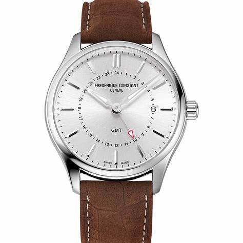 FREDERIQUE CONSTANTFrederique Constant Classics Quartz GMT FC - 252SS5B6 – Silver Dial, Brown Leather StrapWATCHESEcecile