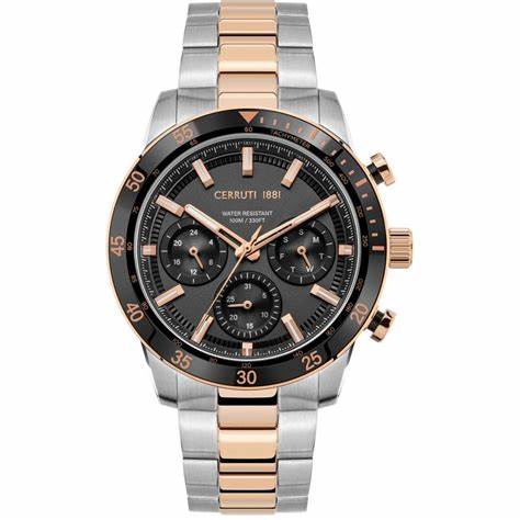 Cerruti 1881 Turchino CIWGK2116602 Reloj de cuarzo para hombre - Acero inoxidable bicolor, esfera negra