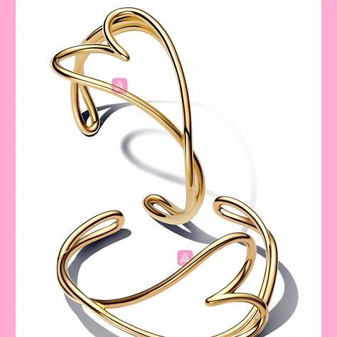PANDORAPandora 563808C00 - 2 Women's 14k Gold - Plated Organically Shaped Heart BangleBIJOUXEcecile