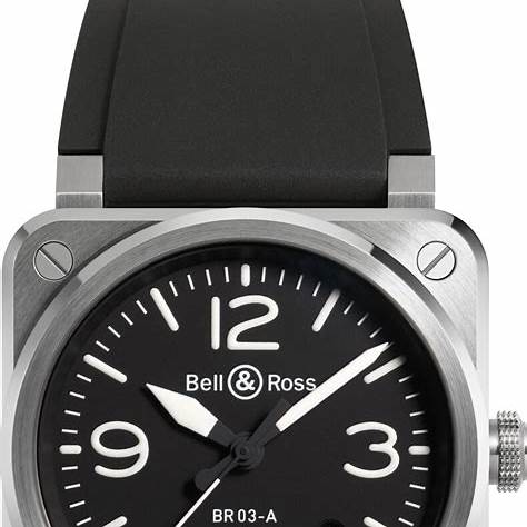 BELL & ROSSBell & Ross BR 03 Black Steel Men's Automatic Watch BR03A - BL - ST/SRB - Black Dial, Stainless Steel Case, Black Rubber StrapWATCHESEcecile