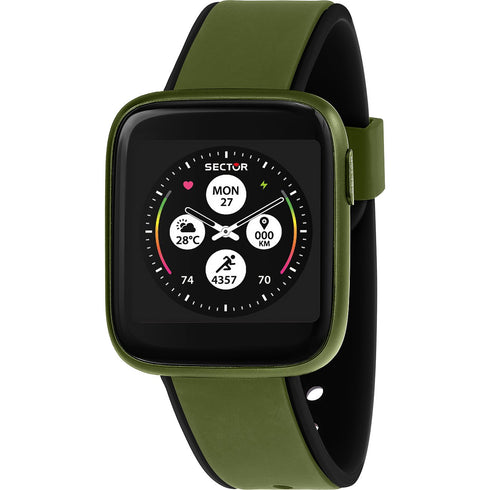 Sector S-04 Colours R3253158005 Unisex Smartwatch - 40x34.7mm Green Aluminum Case, Green/Black Silicone Strap