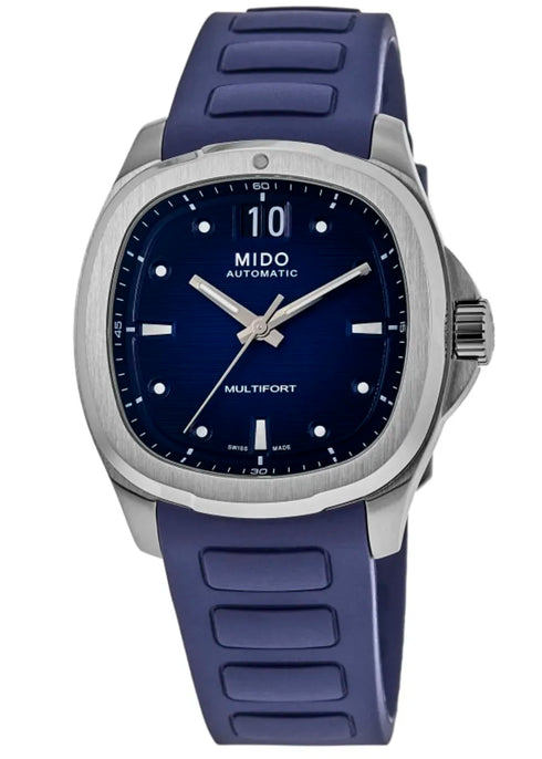 Mido Multifort TV Big Date M049.526.17.041.00 Montre Homme Automatique - Cadran bleu, bracelet caoutchouc bleu
