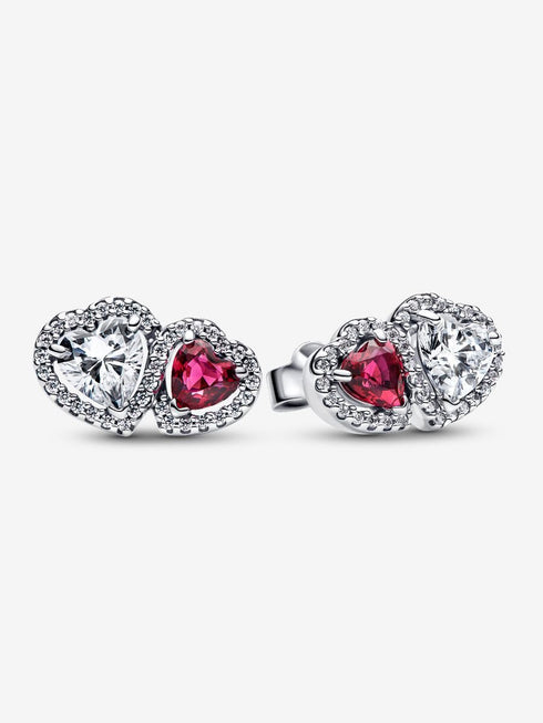 PANDORAPandora 293633C01 Halo Hearts Stud Earrings – Sterling Silver, Red & Clear StonesBIJOUXEcecile