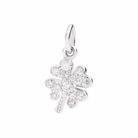 DoDo DMB9036FOURSDB0OB Breloque trèfle à quatre feuilles - or blanc 18 carats et diamants