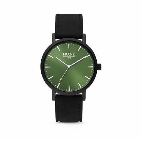 FRANK 1967Frank 1967 7FW - 0004 Men's Watch - Black Leather Strap, Green Dial, 42mmWATCHESEcecile