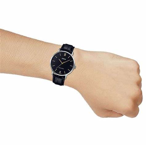 CASIO & VINTAGECasio MTP - VT01L - 1BUDF Men's Quartz Watch - Black Dial, Black Leather BandWATCHESEcecile