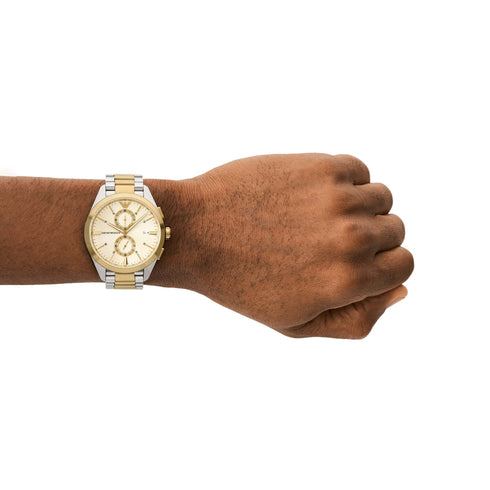 Emporio Armani AR11605 Orologio cronografo da uomo - Acciaio bicolore, quadrante crema