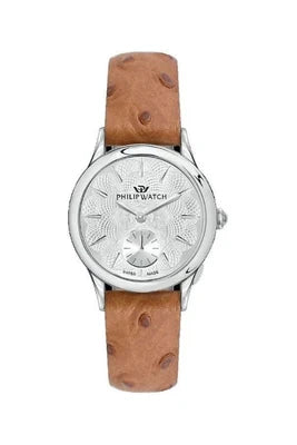 Philip Watch R8251596504 Orologio da donna Marilyn - 31 mm, quadrante argento, cinturino in pelle marrone