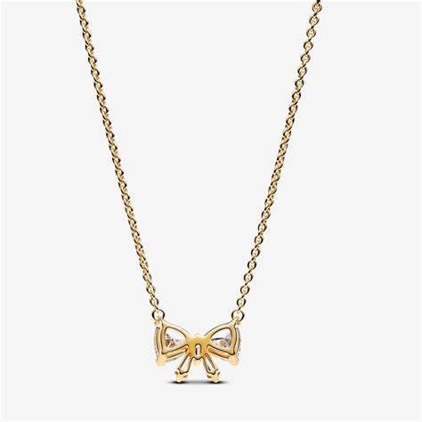 PANDORAPandora Sparkling Bow Necklace 363508C01 - 45 - 14k Gold - Plated, Cubic Zirconia, 45cmBIJOUXEcecile