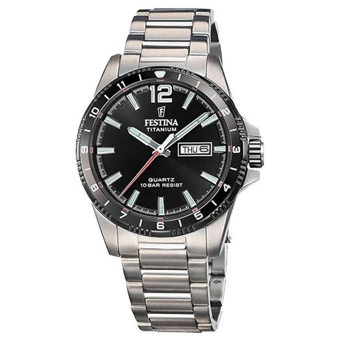 Festina F20698/4 Men’s Titanium Day-Date Watch – Black Dial, 43 mm