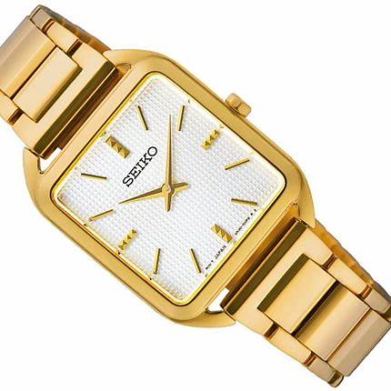 SEIKOSeiko SWR078P1 Women's Quartz Watch - Gold - Tone Rectangular Case, White Guilloché DialWATCHESEcecile