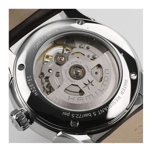 HAMILTONHamilton Jazzmaster Open Heart Auto H32675551 - 40mm Silver Dial, Brown Leather StrapWATCHESEcecile