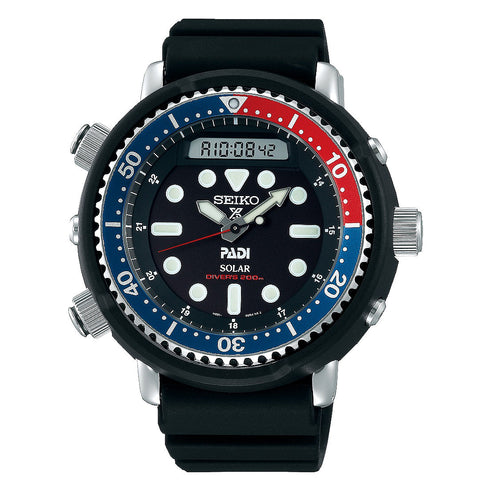 Seiko Prospex SNJ027P1 Reloj de buceo solar para hombre - Esfera negra, correa de silicona negra