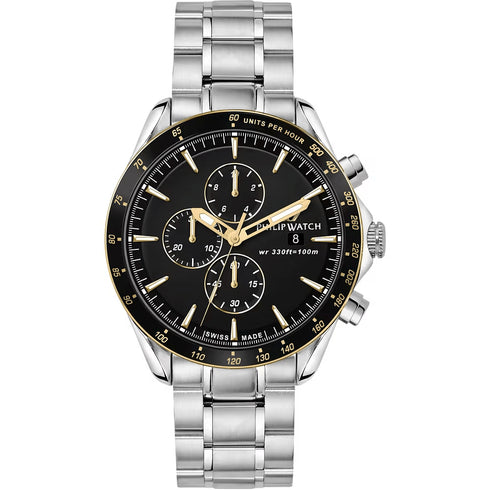 PHILIP WATCHPhilip Watch R8273995007 Blaze Chronograph Men's Watch - 44mm, Black Dial, Steel BraceletWATCHESEcecile