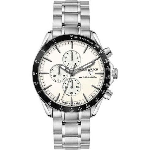 Philip Watch Blaze R8273995009 Cronografo da uomo - Acciaio inossidabile, quadrante bianco