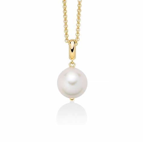 MILUNAMiluna PCL6540G Women's Necklace - 925 Silver with White Baroque Pearl and Gold PlatingJEWELRYEcecile