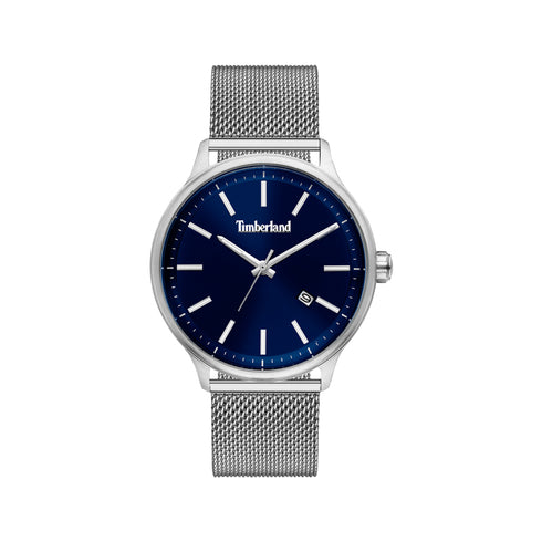 Timberland TBL15638JS03MM Reloj Hombre - Caja de acero inoxidable plateado, esfera azul, brazalete de malla plateado