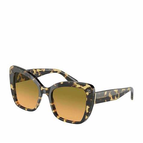 Dolce & Gabbana DG4348 3163/13 Women's Sunglasses - Leo Brown on Black Frame, Brown Gradient Lenses