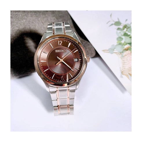 SEIKOSeiko SUR476P1 Women's Watch – Brown Dial, Two - Tone Stainless Steel, 30mmWATCHESEcecile