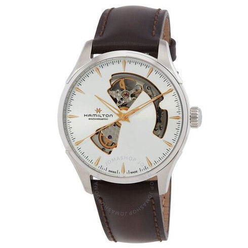 HAMILTONHamilton Jazzmaster Open Heart Auto H32675551 - 40mm Silver Dial, Brown Leather StrapWATCHESEcecile
