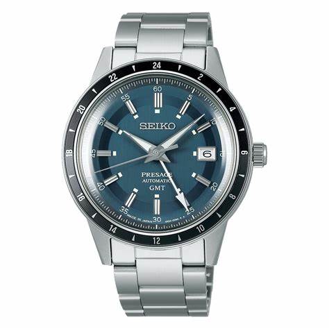 Seiko Presage SSK009J1 Reloj GMT Automático Hombre - Esfera Verde Teal, Brazalete de acero