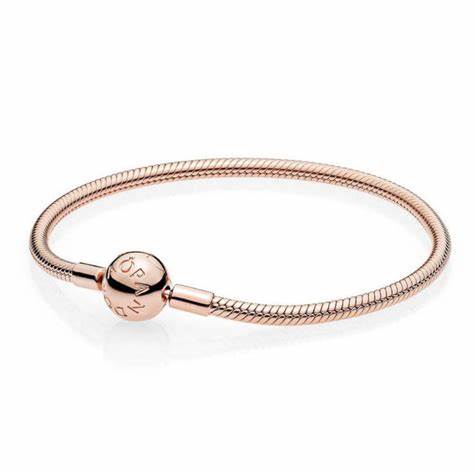 Pandora Moments Snake Chain Bracelet - 14k Rose Gold-Plated, 18 cm