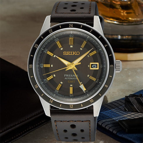 Reloj Seiko Presage Style 60's GMT Automatic SSK013J1 - 40.8mm Stainless Steel Case, Fumé Grey Dia
