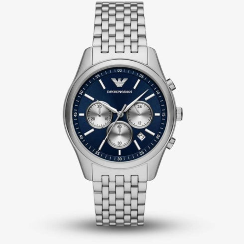 EMPORIO ARMANIEmporio Armani AR11582 Men's Chronograph Watch - Blue Dial, Silver Stainless SteelWATCHESEcecile