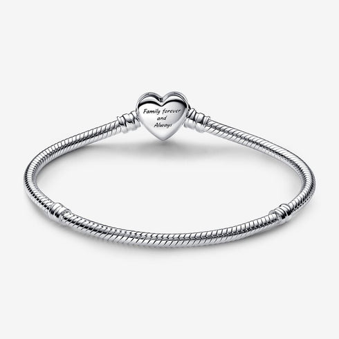Pandora 592645C01-21 Pulsera de cadena de serpiente con cierre de corazón infinito - Plata de ley, 21cm