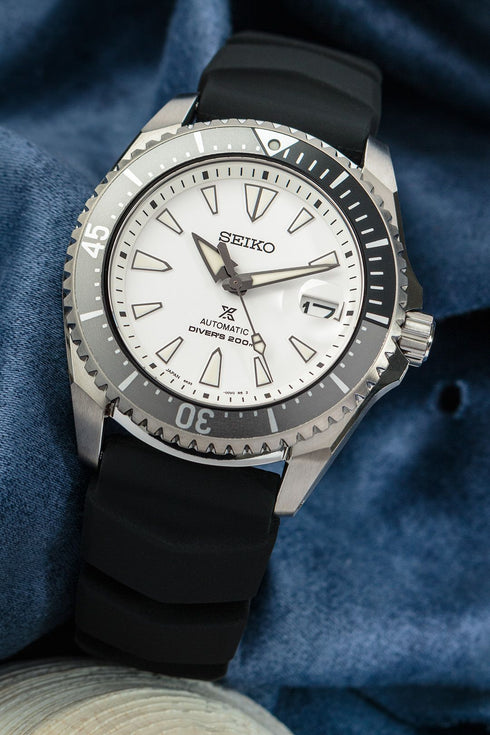 SEIKOSeiko Prospex SPB191J1 Shogun Titanium Automatic Diver's Watch – White Dial, Black Silicone StrapWATCHESEcecile