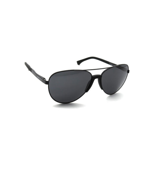 Emporio Armani EA2059 3203/87 Occhiali da sole da uomo - Montatura nera opaca, lenti grigie, 61mm