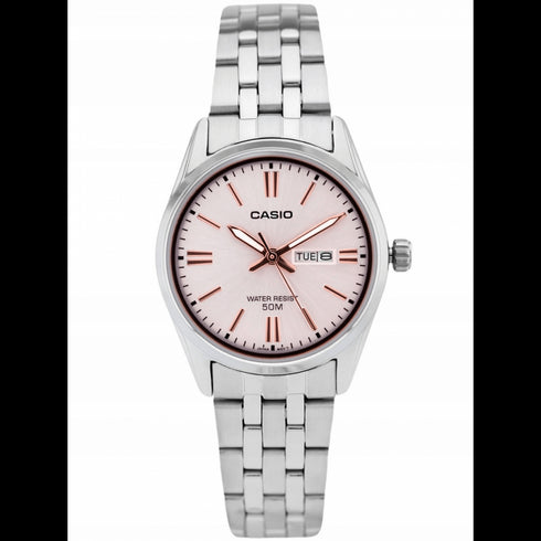 CASIO & VINTAGECasio LTP - 1335D - 4AVDF Women's Analog Watch - Silver Stainless Steel Band, Pink DialWATCHESEcecile