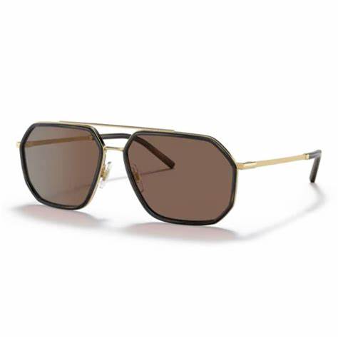 Dolce & Gabbana DG2285 02/73 Men's Sunglasses - Gold/Havana Frame, Dark Brown Lenses