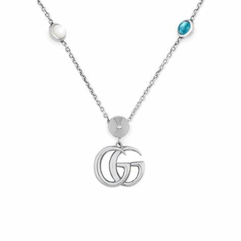 Gucci GG Marmont Collier en argent sterling avec nacre et topaze - Modèle YBB527399001