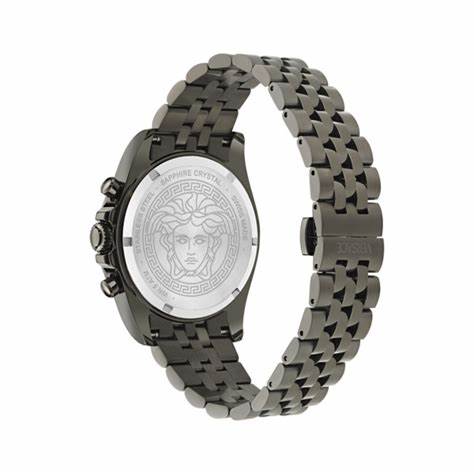 Versace Greca Chr Wave VE0H00625 Men’s Chronograph – Gunmetal, Blue Dial, 43 mm