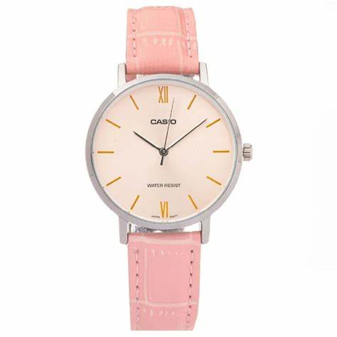CASIO & VINTAGECasio LTP - VT01L - 4BUDF Women's Analog Watch – Pink Dial, Leather StrapWATCHESEcecile