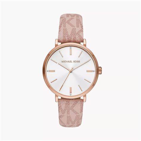 Michael Kors Addyson MK2947 Women's Pink PVC Strap Watch - White Dial