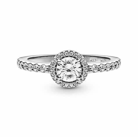 PANDORAPandora 193777C01 Oval Sparkling Halo Ring – Sterling Silver, Size 56BIJOXEcecile