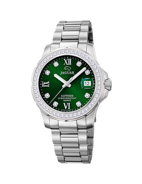 JAGUARJaguar J892/5 Women's Executive Diver Watch - Stainless Steel Bracelet, Green DialWATCHESEcecile