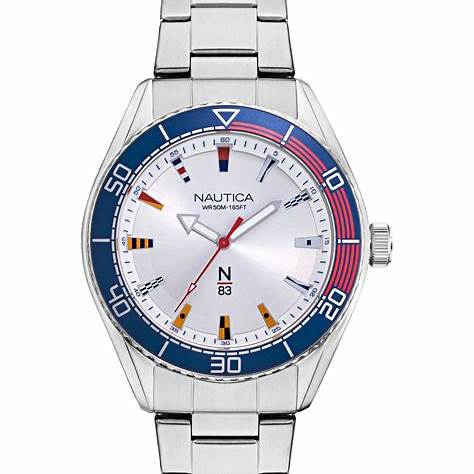NAUTICANautica NAPFWS005 Men's Quartz Watch - Silver Dial, Stainless Steel BraceletWATCHESEcecile