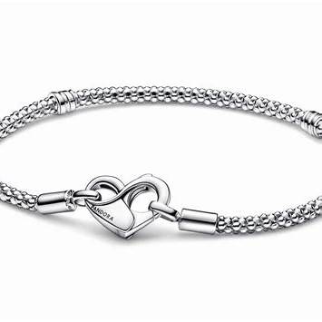 PANDORAPandora Moments Studded Chain Bracelet 592453C00 - 23 - Sterling Silver, Heart Clasp, 23cmBIJOUXEcecile