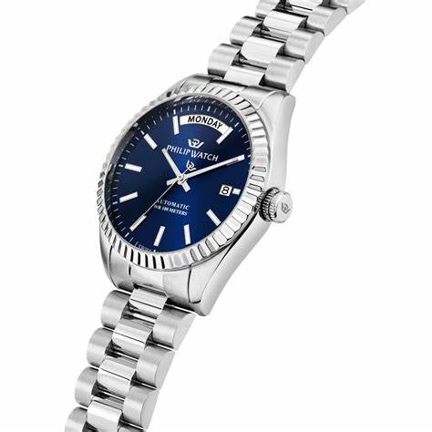 Philip Watch Caribe R8223597109 Orologio automatico da uomo - Acciaio inossidabile 39 mm, quadrante blu