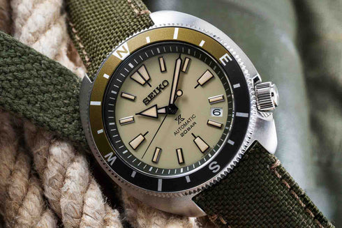 Seiko Prospex SRPG13K1 Reloj automático hombre - Esfera beige, correa tela verde