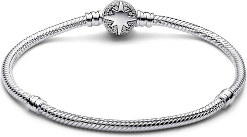 PANDORAPandora Moments 593584C01 - 18 North Star Clasp Snake Chain Bracelet - Sterling Silver, 18cmBIJOUXEcecile